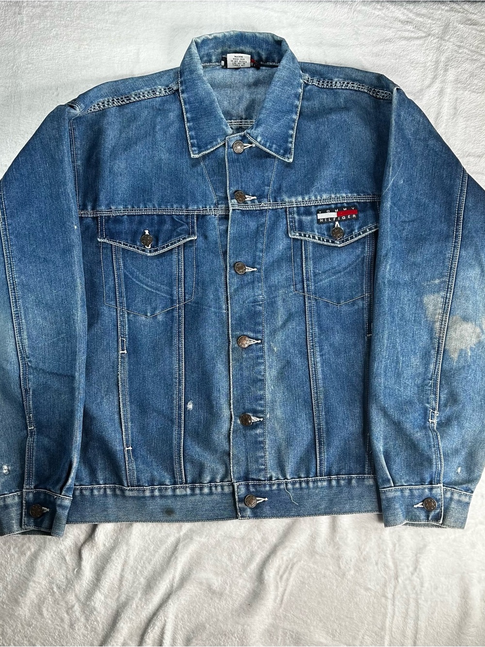 Vintage Tommy Hilfiger 90’s Blue Denim Jacket with Chest Patch